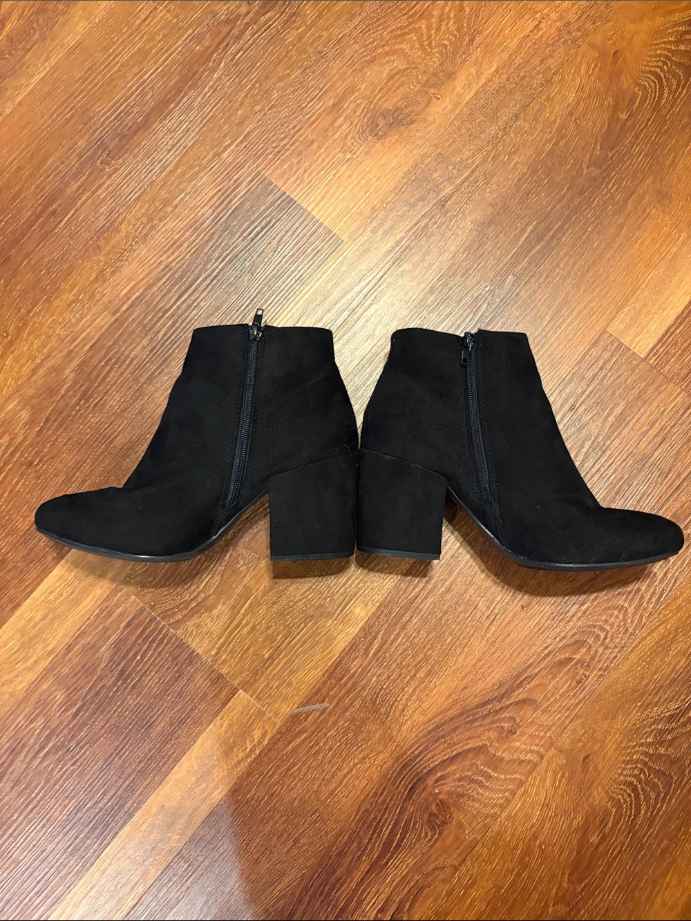 Black Suede Ankle Booties with Stud & Lace Accent - Picture 8 of 8